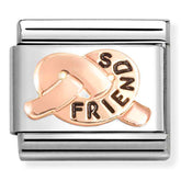 Nomination Composable Classic Link 430202/36 Friends Knot 9K Rose Gold and Black Enamel